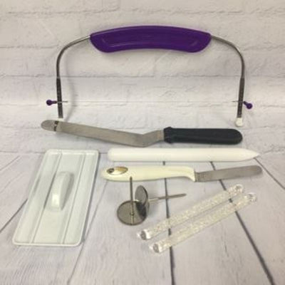 Cake Decorating Tools leveller, spatula, fondant smoother, flower nails and rolling pins