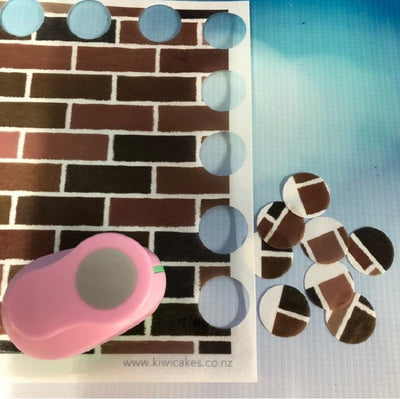 Wafer Paper in a brick design with a round cut out punch holes