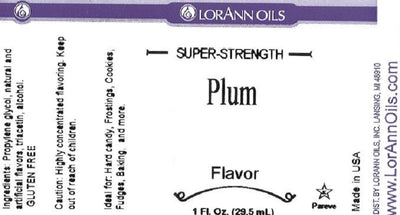 Ingredients label for Lorann plum flavouring