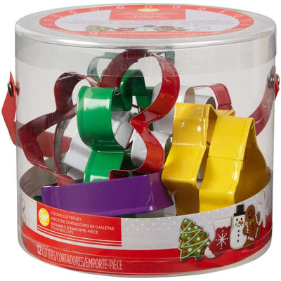 Set 12 coloured metal Christmas cookie cutters