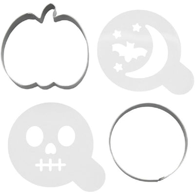Full Moon and pumpkin cookie Cutter set with matching stencils