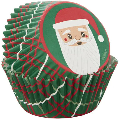 Santa Face plaid Standard cupcake papers 75 pack