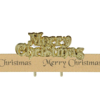 Merry Christmas plaque and ribbon cake decorating kit Gold