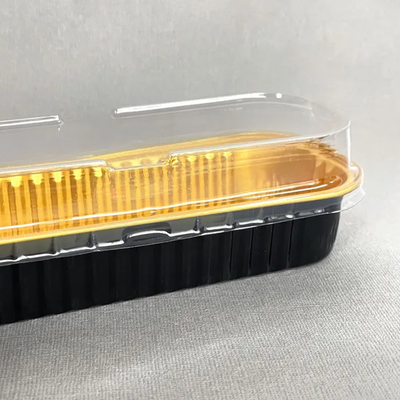 Foil mini loaf pan rectangle baking cups pans Black with lid.