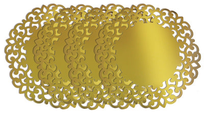 8 pack Christmas lasercut doilies 2 sizes gold