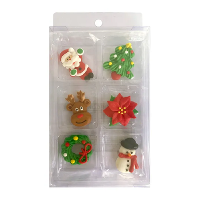 Christmas sugar icing decorations 6 pack