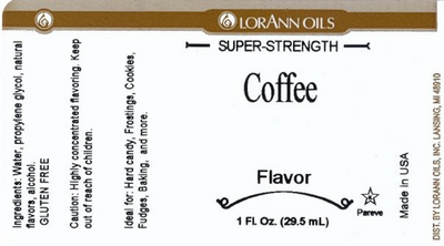 LorAnn Oils Super-Strength Coffee flavor label on a white background