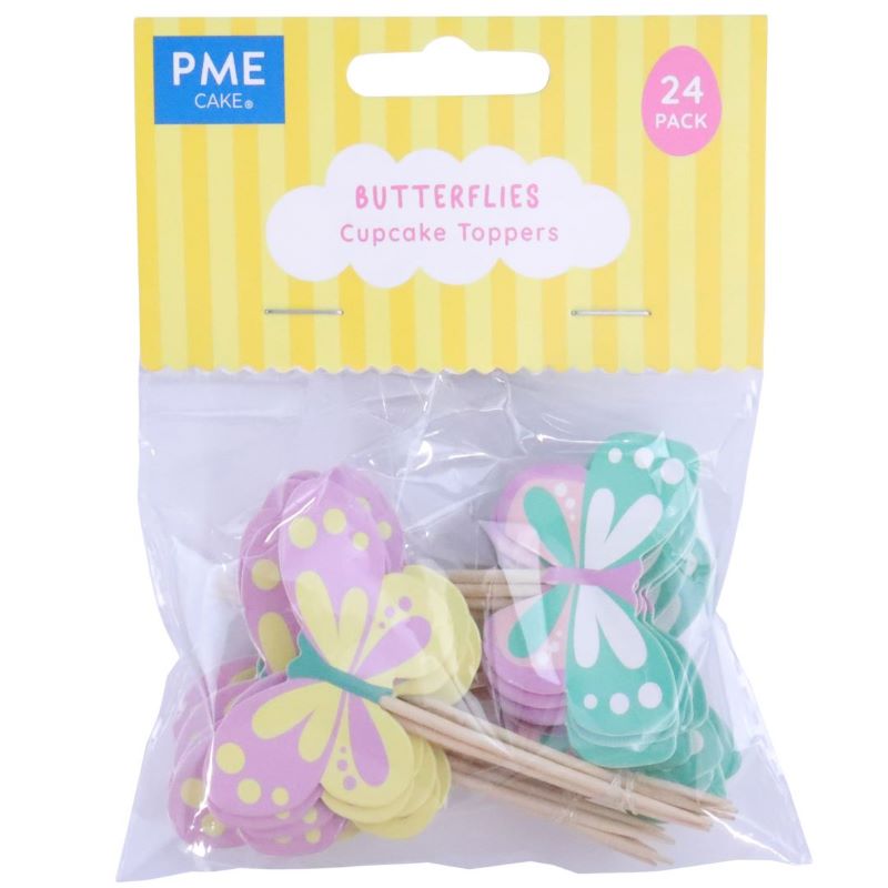 Butterfly pastel cupcake topper picks pack 24