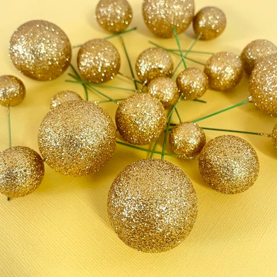 Glitter Gold foam ball deco toppers
