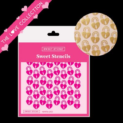 Hearts Lock Stencil by Sweet Sticks