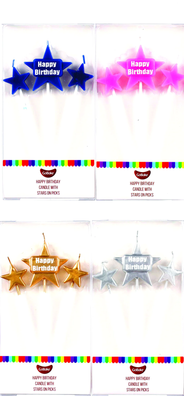 Happy Birthday Star Pick candle set Silver