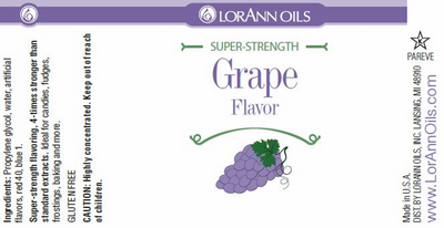 Grape flavouing ingredients label for Lorann flavour
