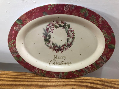Christmas Melamine Tray Medium Christmas Wreath