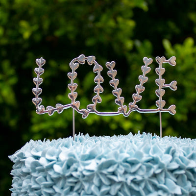 Silver metal LOVE cake topper