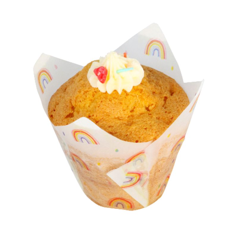 Rainbows Muffin cups or cupcake papers - Cafe Style Tulip handkerchief shape