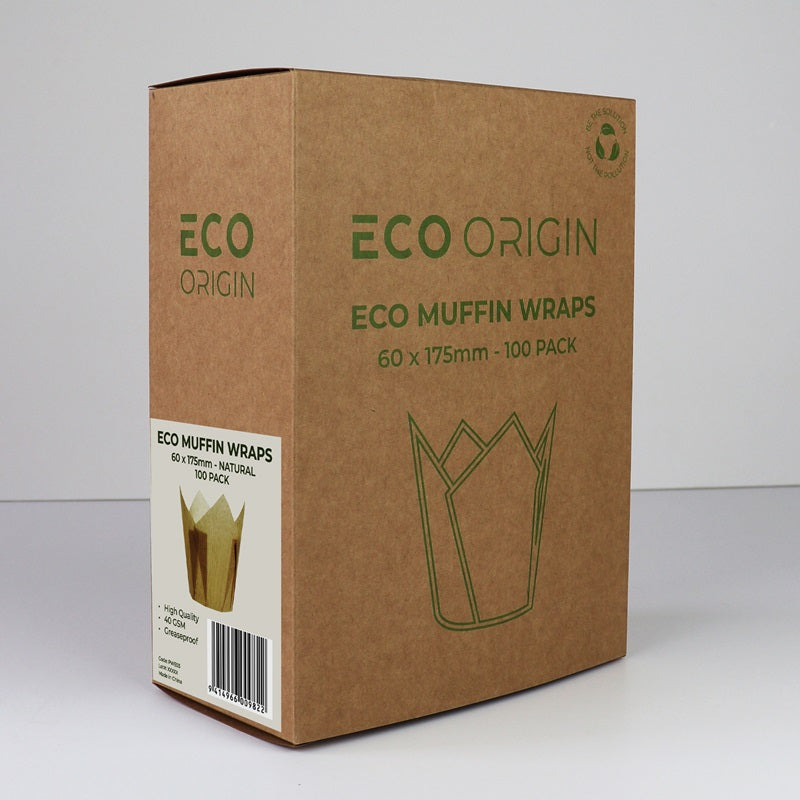 Eco Muffin Wraps 60x175mm Natural 100 pack