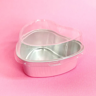 MINI HEART CAKE with lid Foil baking cups pan pink
