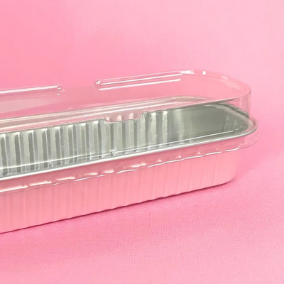Foil mini loaf pan rectangle baking cups pans Pink with lid.