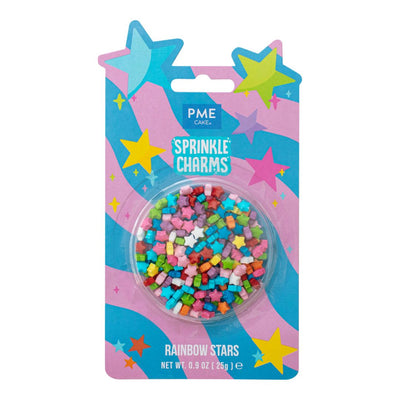 Packaging of PME Sprinkle Charms Rainbow Stars on a white background