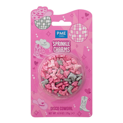 PME Cakes Disco Cowgirl sprinkle charms packaging on a white background