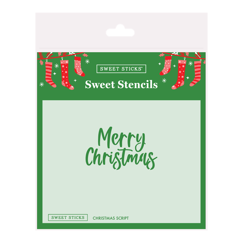 Merry Christmas Script Stencil by Sweet Sticks