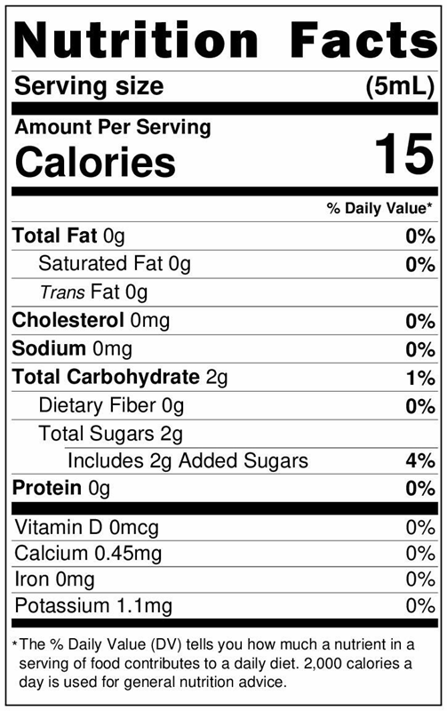 Nutrition facts label for Lorann Natural Vanilla Bean Paste