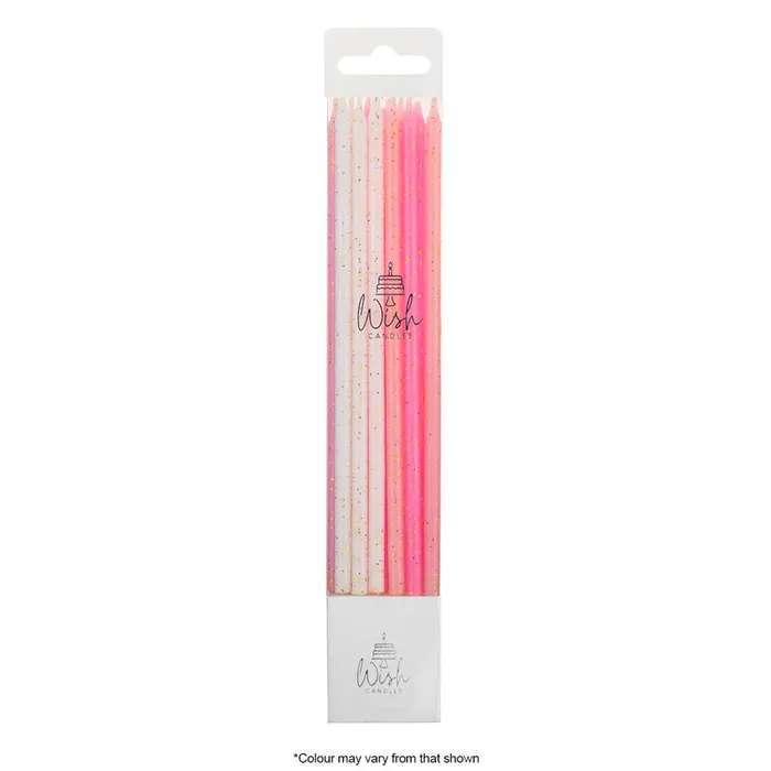 Tall 15cm candles Pink Glitter Ombre Pack of 12