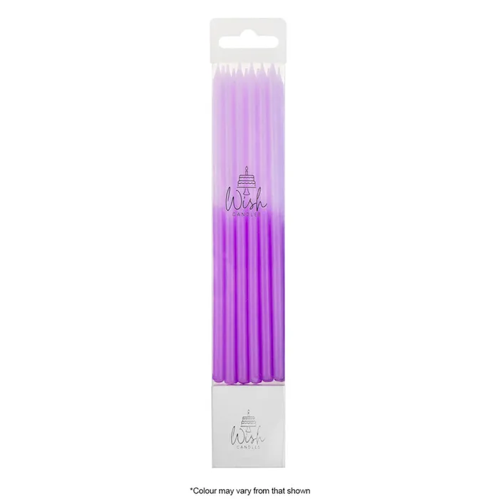 Tall 14.5cm candles Lilac Purple Block colour Pack of 12