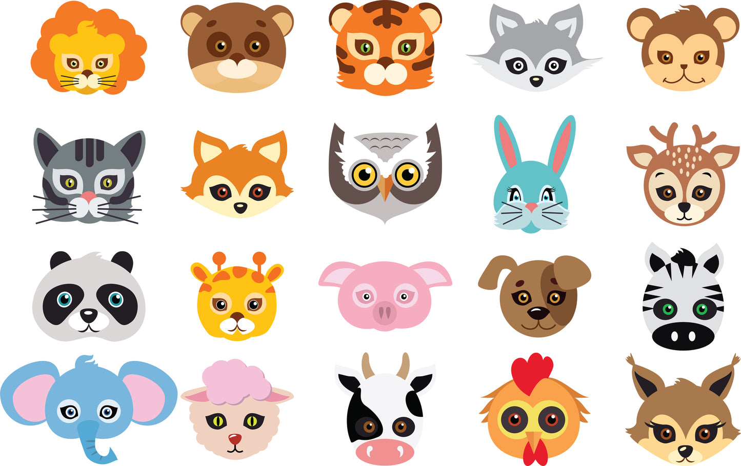 Design Sheet edible image Animals animal faces