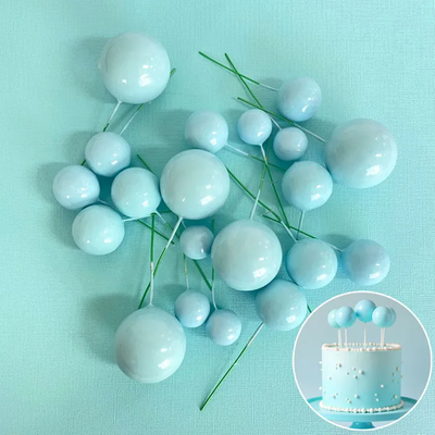 Baby Blue foam ball deco toppers 20 pieces