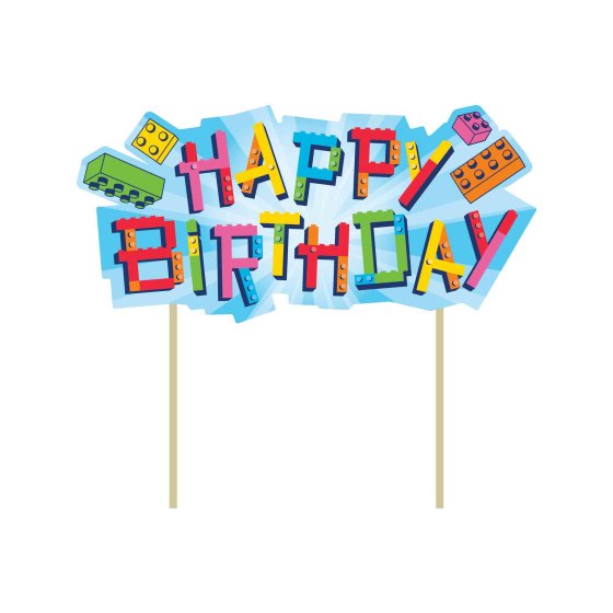 Building blocks Block Bash Happy Birthday Topper