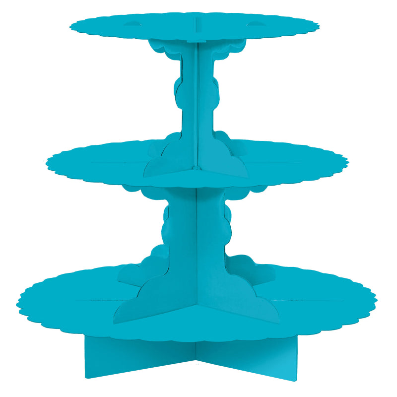 3 TIER CUPCAKE TREAT STAND Caribbean blue