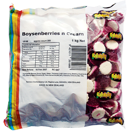 Boysenberries and cream gummy candy lollies 1kg bag