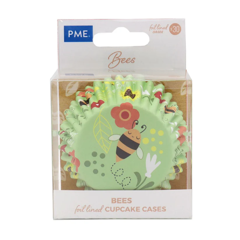 Bumble Bees & Flowers foiled lined standard cupcake papers