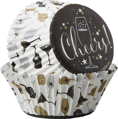 Cheers Champagne flute and cocktail glass standard cupcake papers
