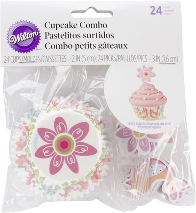 Pretty birds and flowers cupcake paper and pick set