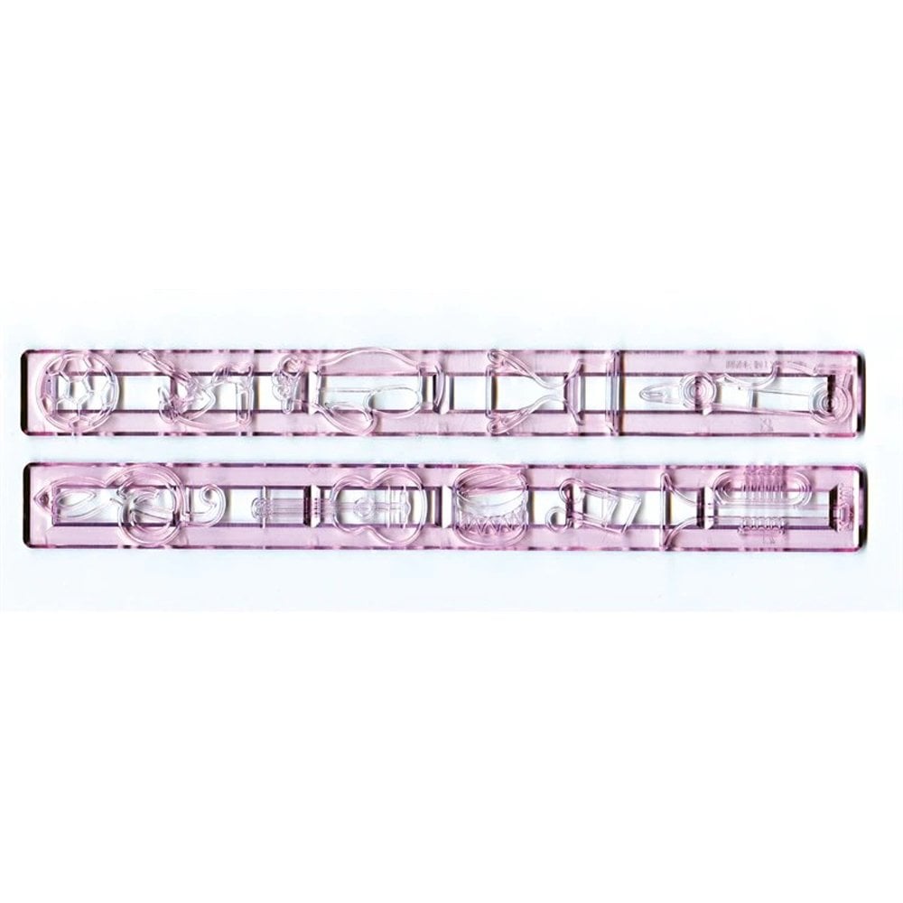 Two pink fondant cutting tools on a white background made by FMM