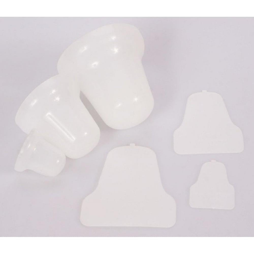 three sizes of plastic bell moulds with dividers
