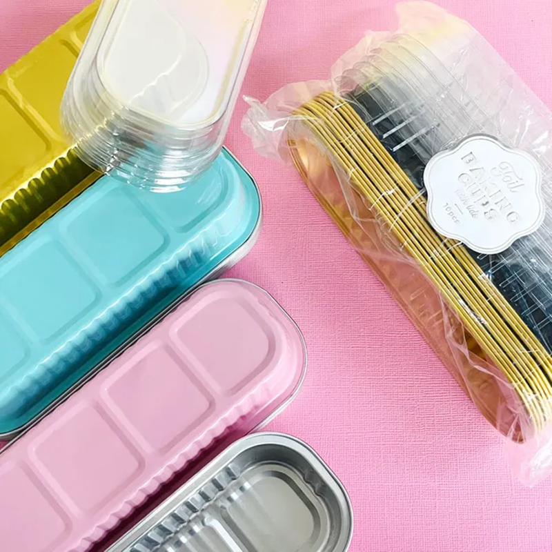 Foil mini loaf pan rectangle baking cups pans Blue