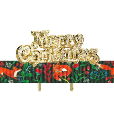 Festive Woodland Green Ribbon and Merry Christmas plaque cake decorating kit