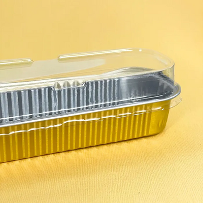 Foil mini loaf pan rectangle baking cups pans GOLD with lid.