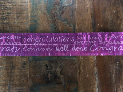 Hot Pink Congratulations Bon Voyage cake frill 63mm wide x 1m