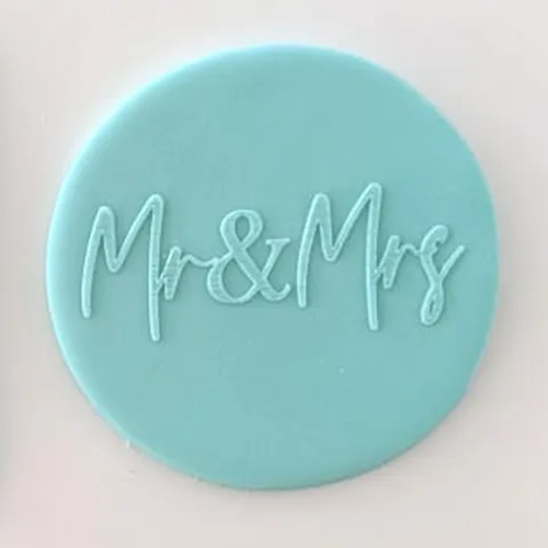 mr & Mrs embossed teal fondant plaque