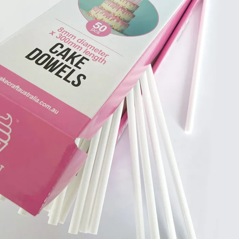 PLASTIC CAKE DOWELS 8mm X 30cm pack of 50