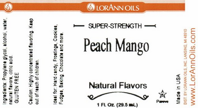Lorann peach mango bottle label with ingredients