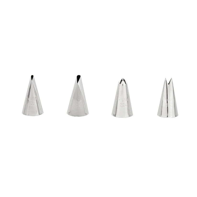4 metal piping nozzles for flowers and leaves