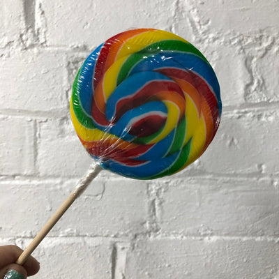 Wooden stick Rainbow Swirly lollipop XTRA LARGE (great for drip cakes)