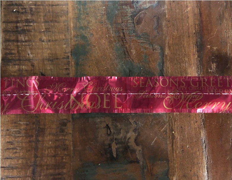 Christmas cake Frill Wine Red Merry Christmas 50mm wide