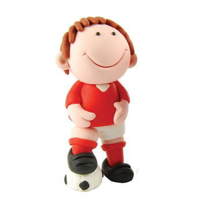 Red Soccer player Resin Cake Topper & Happy Birthday Motto
