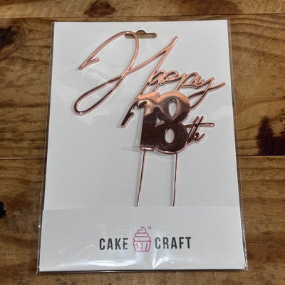 Rose Gold METAL CAKE TOPPER HAPPY 18TH